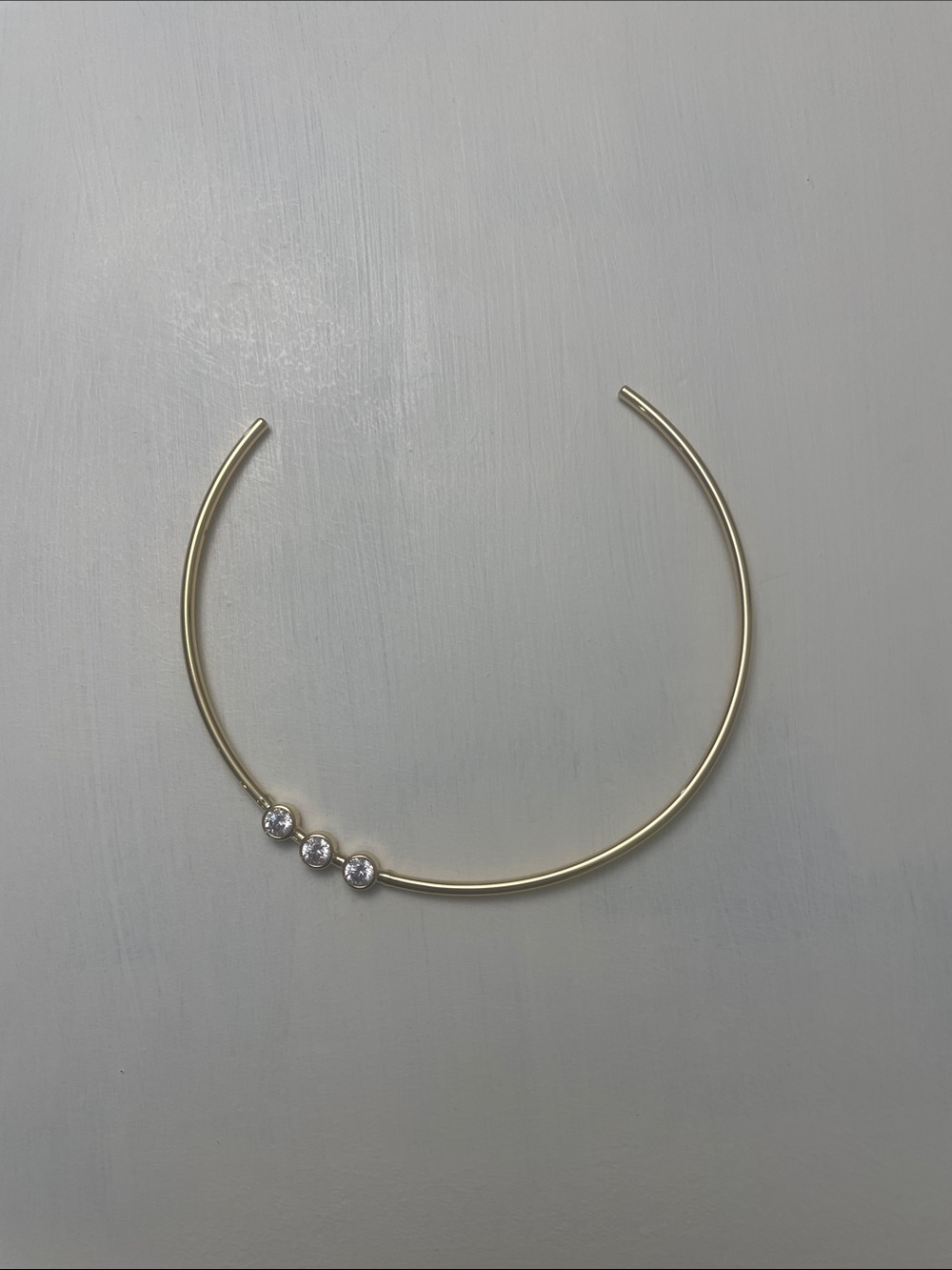 Jane Win Embellished Neck Cuff 14kt Gold Plated with Three Crystal Accents
